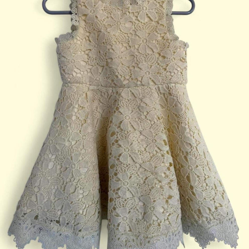 Rare Editions Yellow Floral Lace Fit-and-Flare Dress Fairy Cottagecore